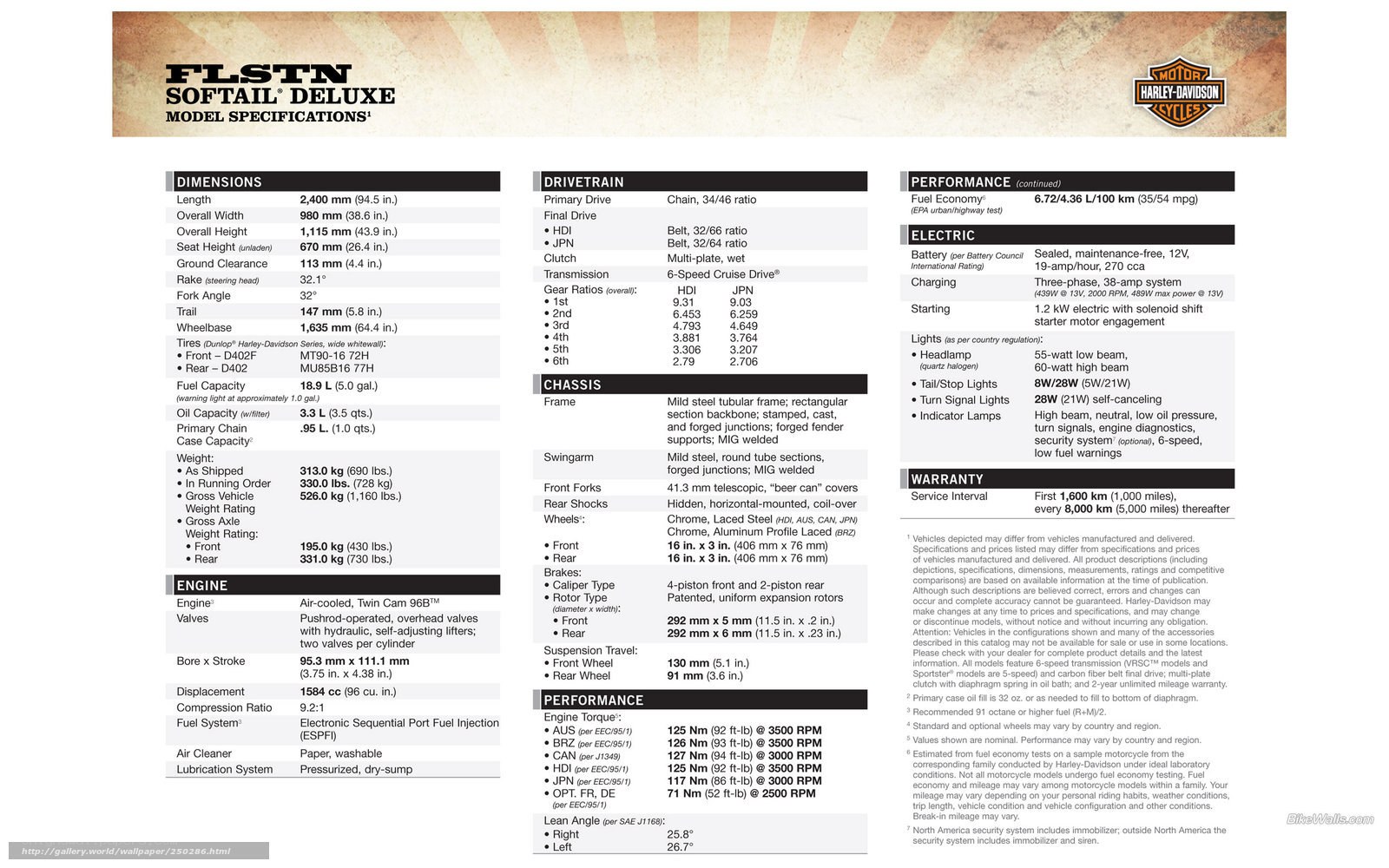 Harley-Davidson FLSSTN Softail Deluxe specs