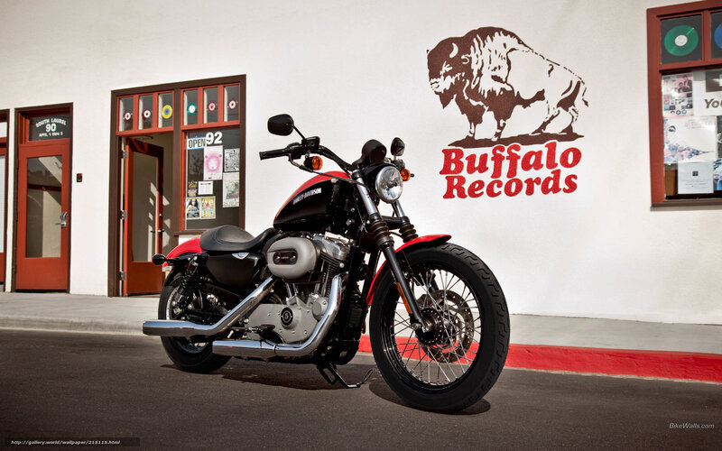 Harley-Davidson in front of Buffalo Records