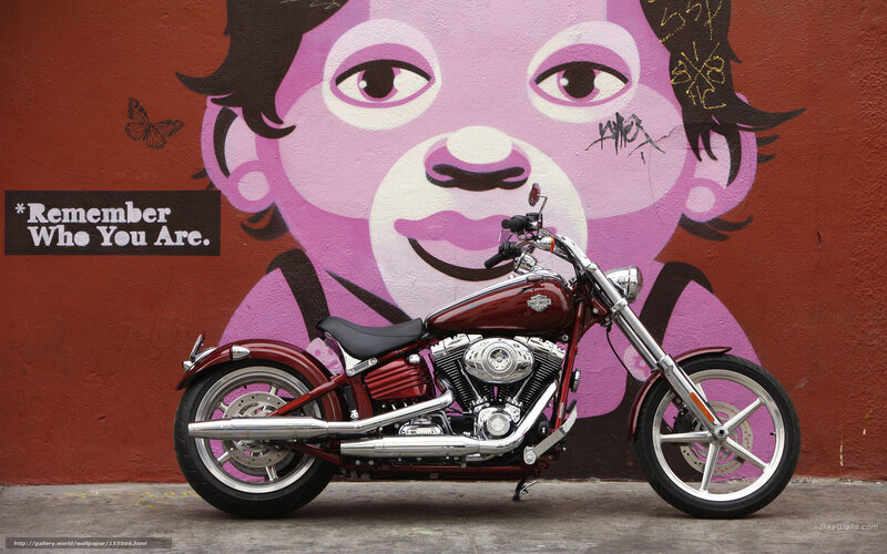 Harley-Davidson in front of mural