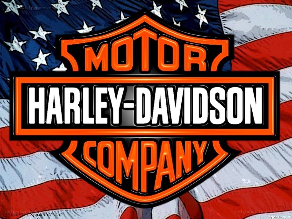 Harley-Davidson logo on American flag