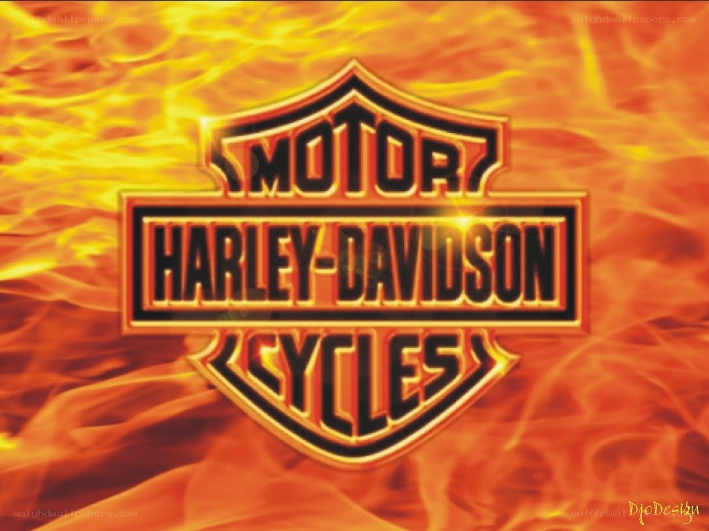 Harley-Davidson logo on flames