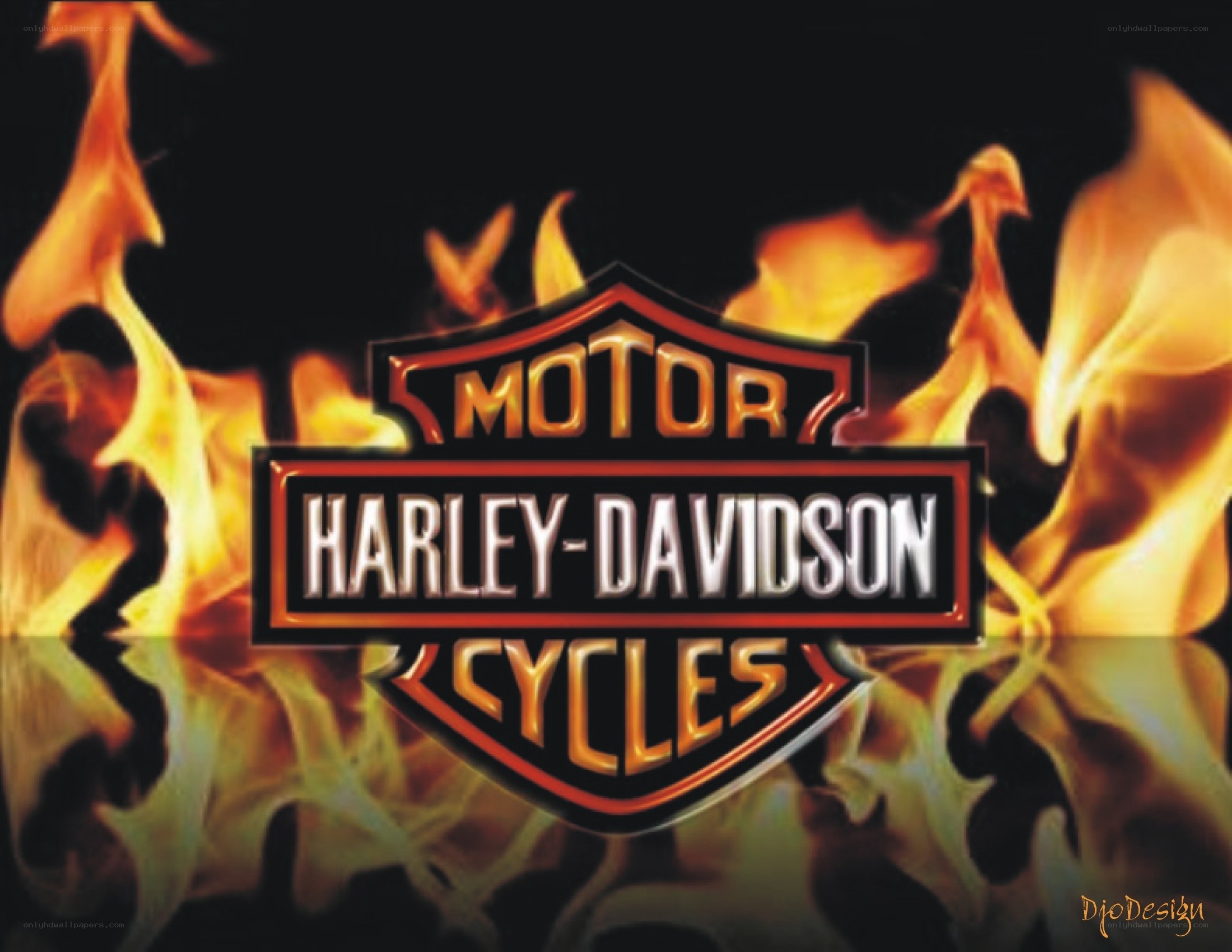 Harley-Davidson logo with flames