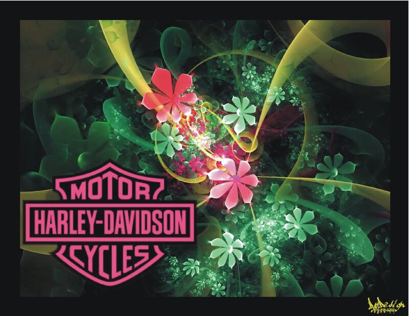Harley-Davidson logo with floral design
