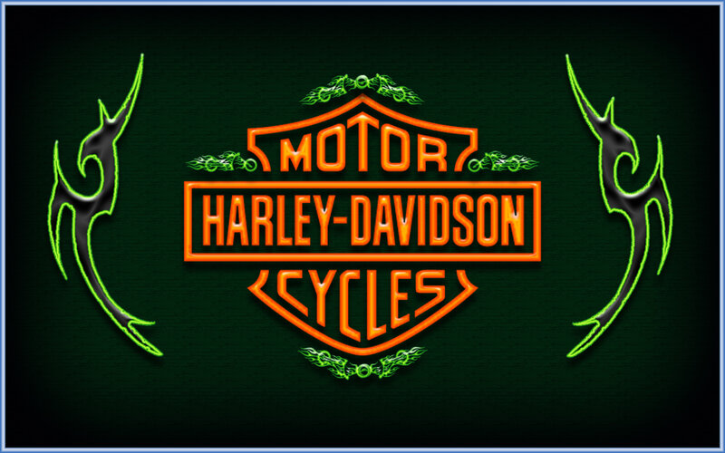 Harley-Davidson logo with neon design