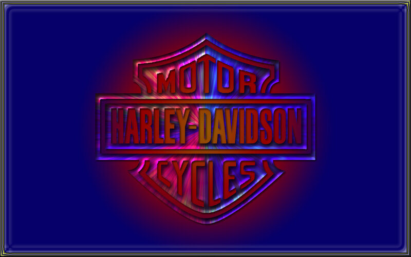 Harley-Davidson logo with neon effect