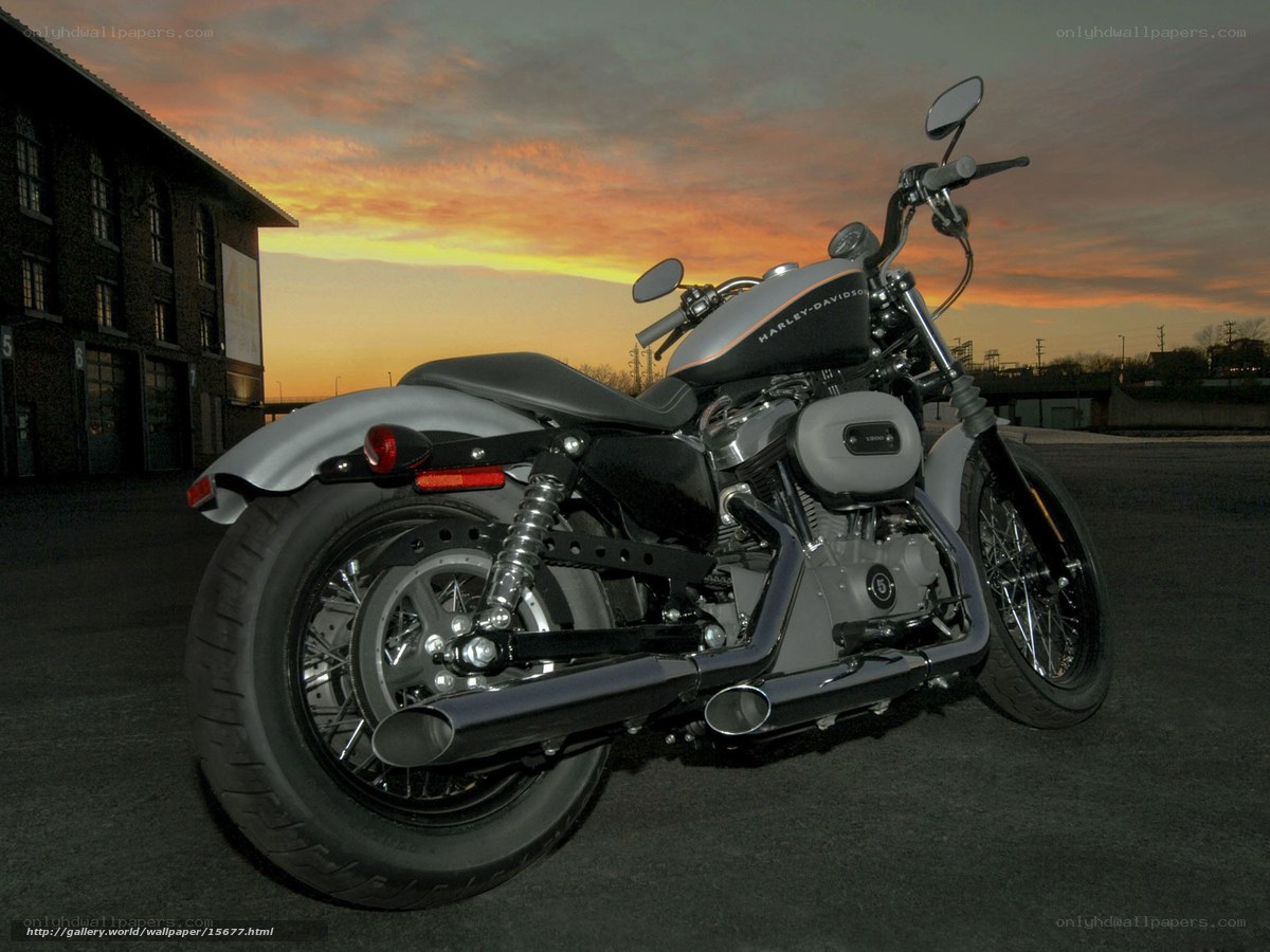 Harley-Davidson motorcycle at sunset