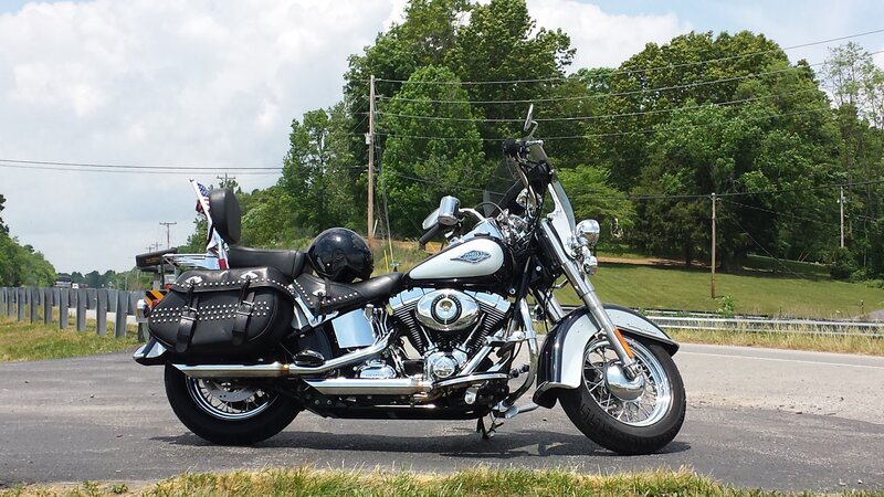 Harley-Davidson Motorcycle — Black, Calm, Afternoon, Photograph