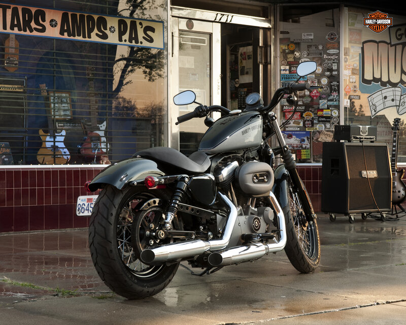 Harley-Davidson Motorcycle — Black, Dramatic, Afternoon