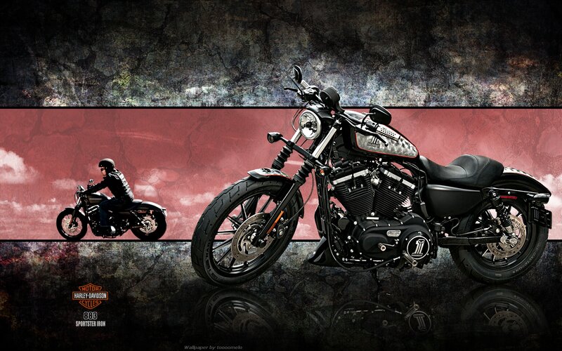 Harley-Davidson Motorcycle — Black, Dramatic, Digital Art