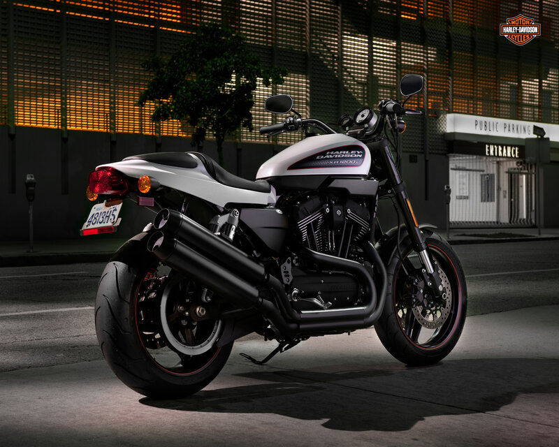 Harley-Davidson Motorcycle — Black, Dramatic, Night, Photograph