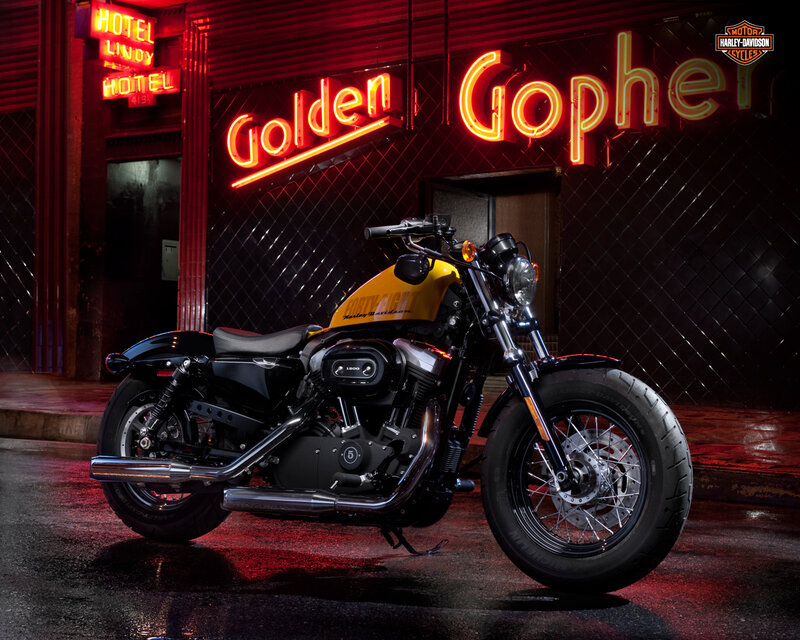 Harley-Davidson Motorcycle — Black, Dramatic, Night