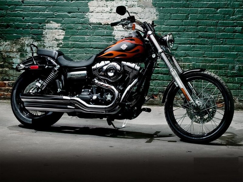 Harley-Davidson Motorcycle — Black, Dramatic, Photograph, Brick Wall