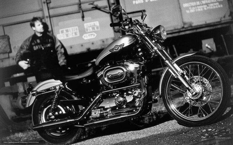 Harley-Davidson Motorcycle — Black, Dramatic, Photograph, Man