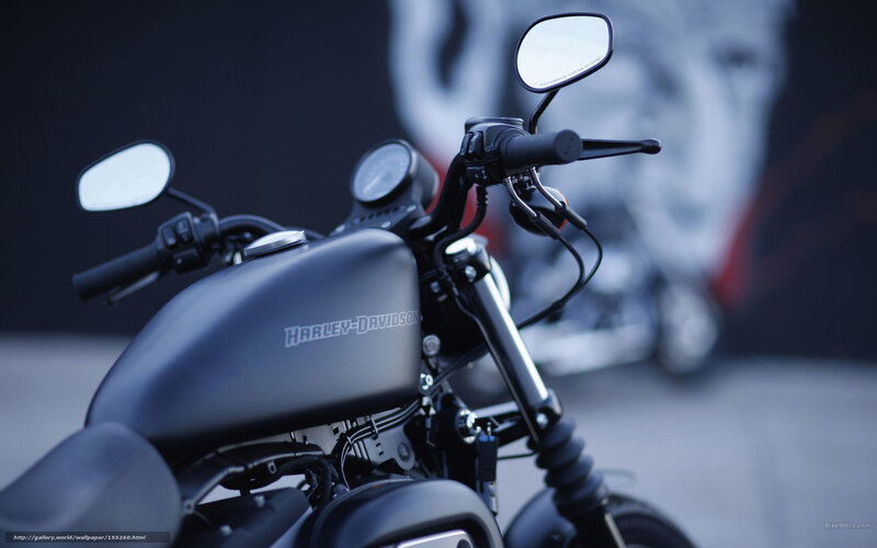Harley-Davidson Motorcycle — Black, Dramatic, Photograph, Mirror, Handlebar