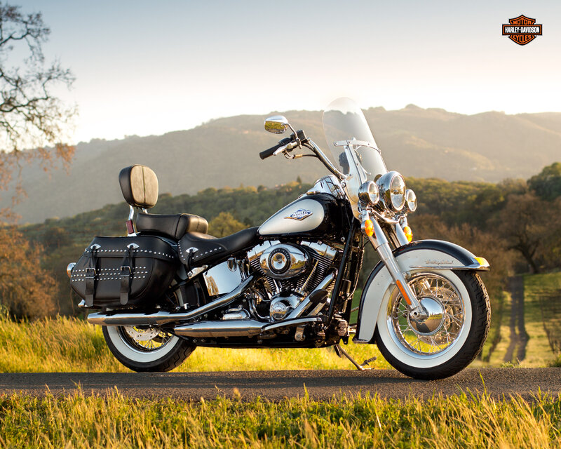 Harley-Davidson Motorcycle — Black, Serene, Sunset