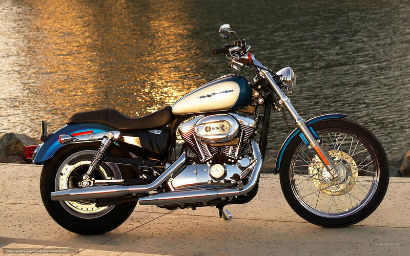 Harley-Davidson Motorcycle — Blue, Serene, Sunset