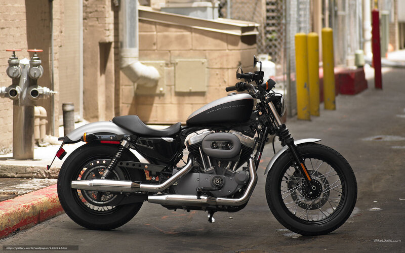 Harley-Davidson motorcycle in alley