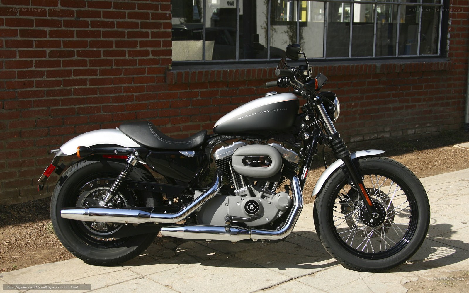 Harley-Davidson motorcycle on sidewalk