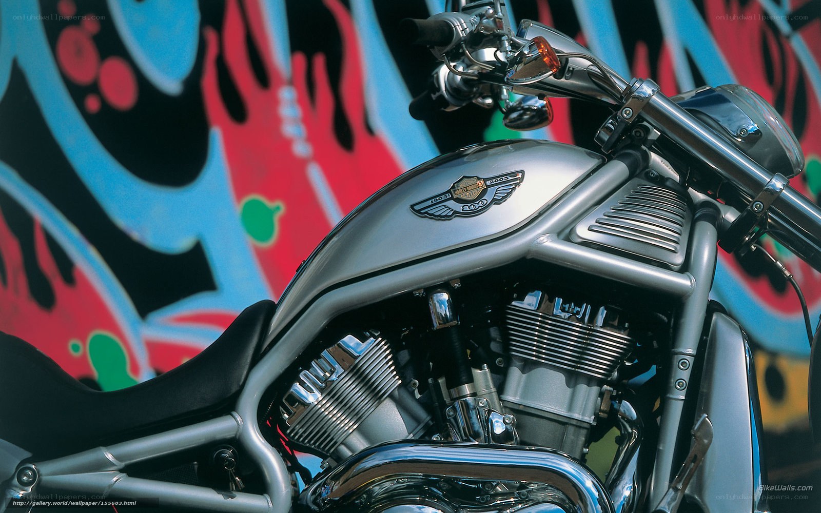 Harley-Davidson motorcycle with graffiti