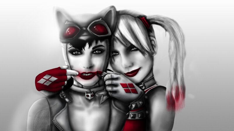 Harley Quinn and Catwoman artwork