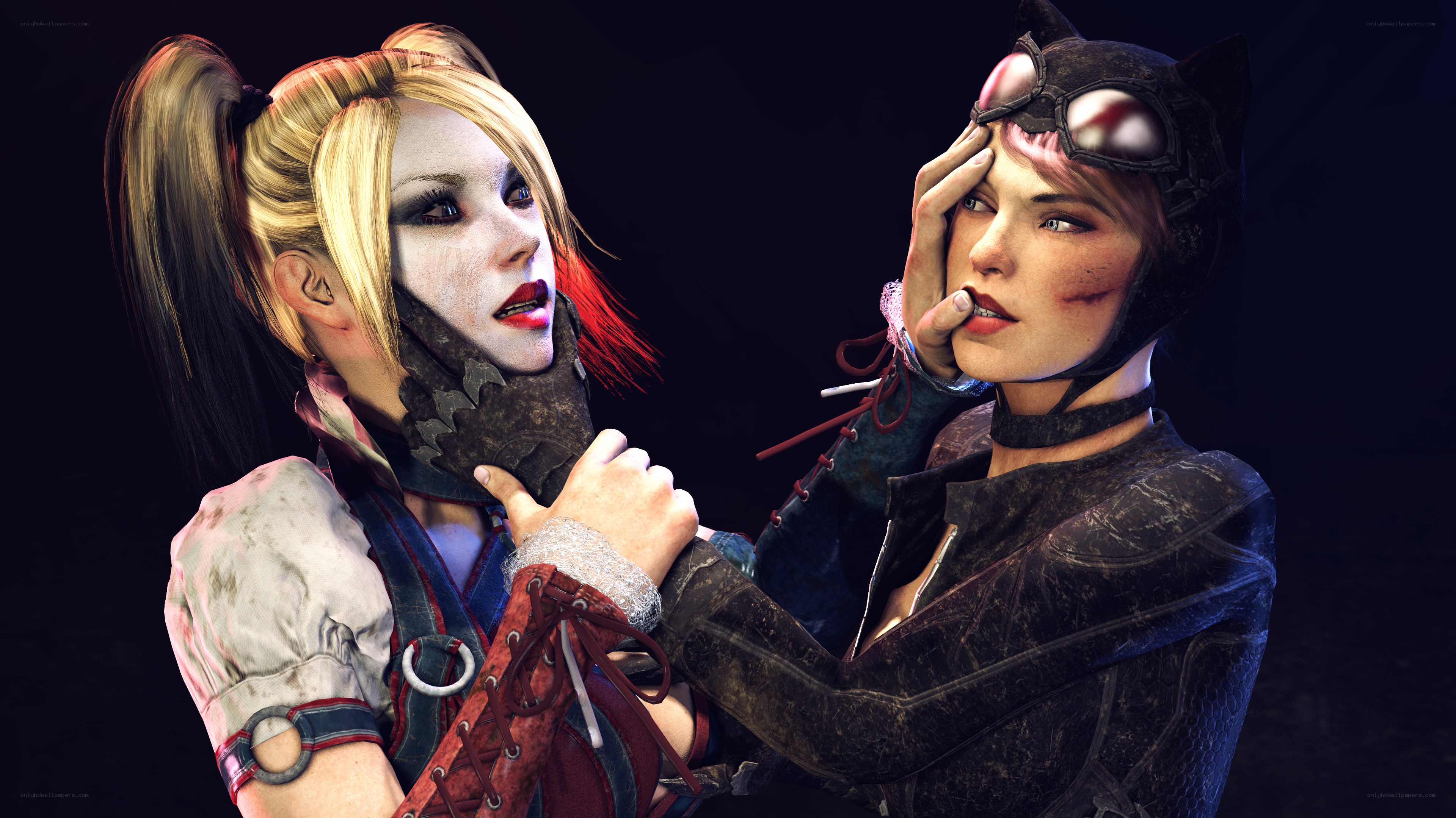 Harley Quinn and Catwoman confrontation