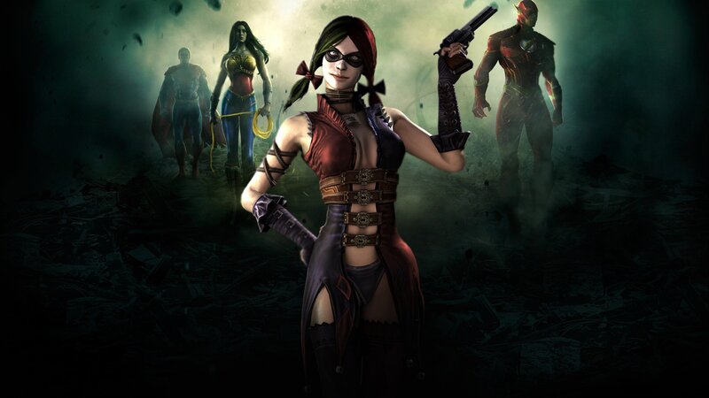 Harley Quinn and heroes in battle