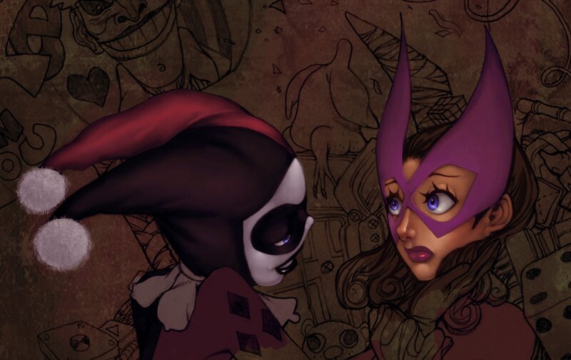 Harley Quinn and Huntress face off