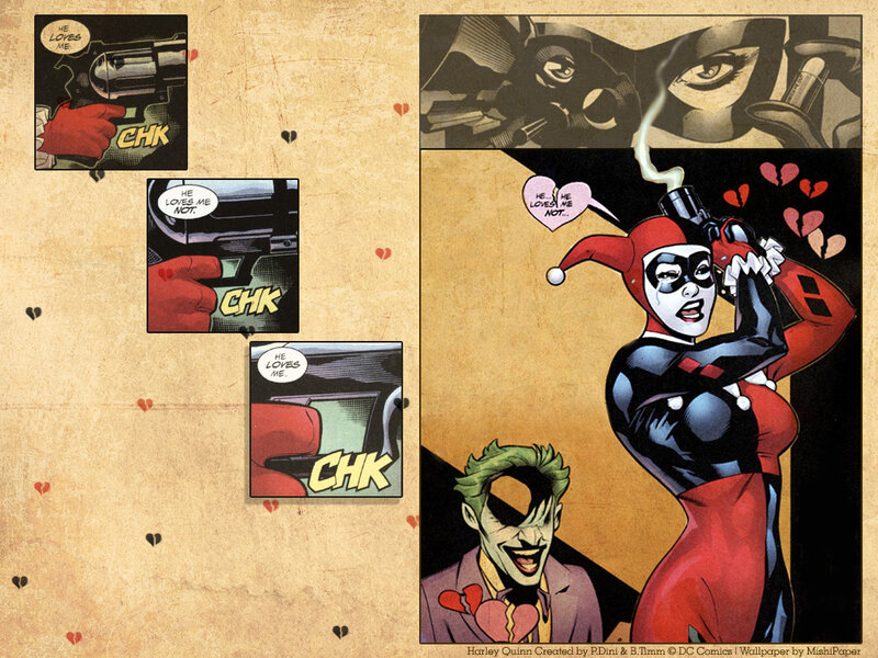 Harley Quinn and Joker comic panels