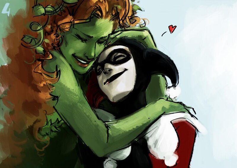 Harley Quinn and Poison Ivy hug
