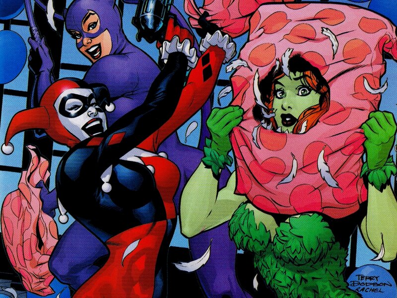 Harley Quinn and Poison Ivy in action