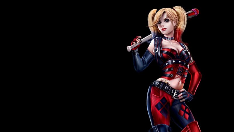 Harley Quinn Character — Black, Confident, Digital Art
