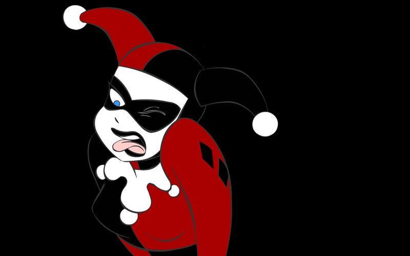 Harley Quinn Character — Black, Playful, Vector Art, Jester Hat