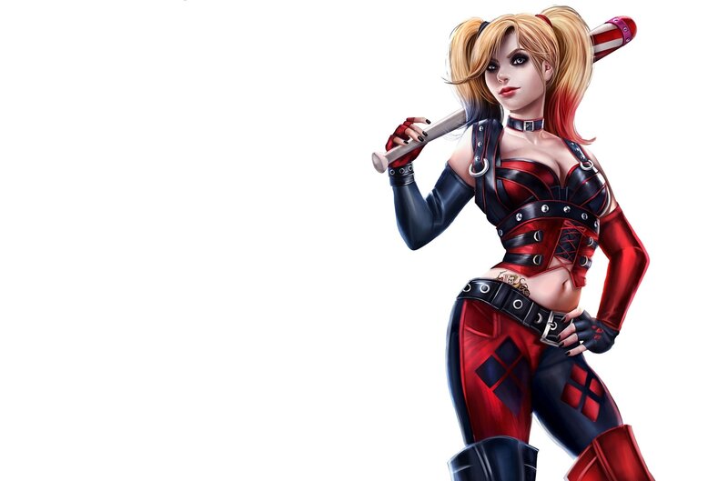 Harley Quinn Character — Red, Confident, Digital Art