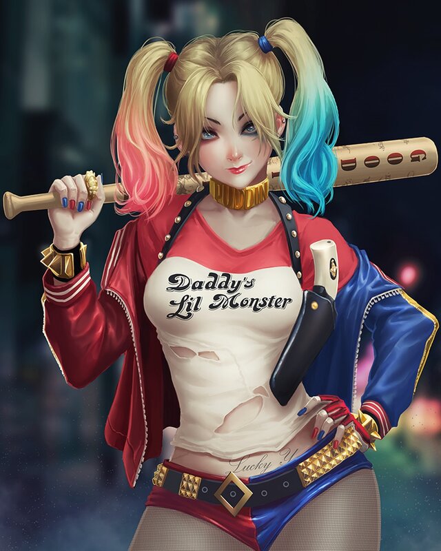 Harley Quinn Character — Red, Confident, Night