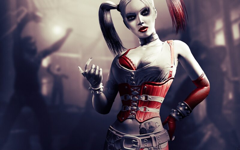 Harley Quinn Character — Red, Dramatic, 3d Render, Corset