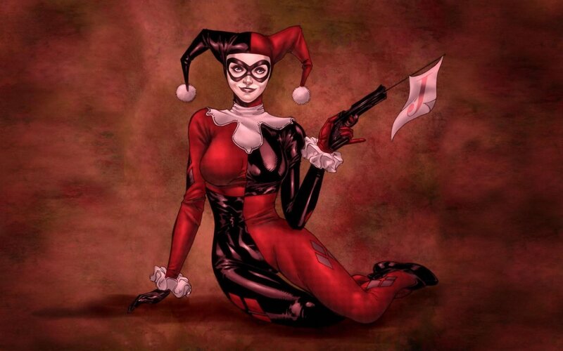 Harley Quinn Character — Red, Dramatic, Comic, Jester Hat