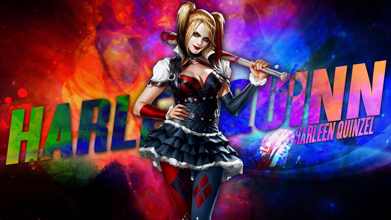 Harley Quinn Character — Red, Dramatic, Digital Art, Baseball Bat