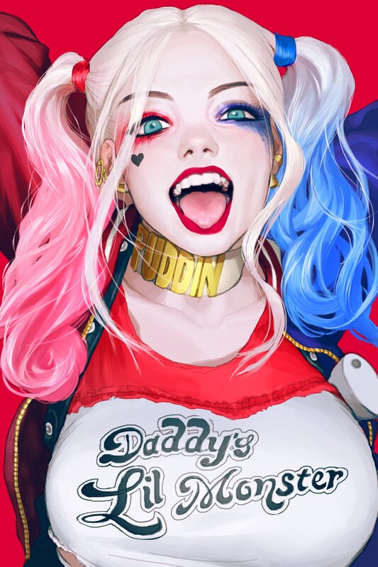 Harley Quinn Character — Red, Energetic, Digital Art