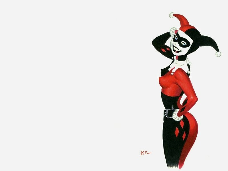 Harley Quinn Character — Red, Playful, Illustration, Jester Hat, Red and Black Suit