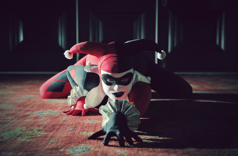 Harley Quinn cosplay on floor