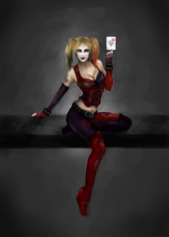 Harley Quinn holding a card