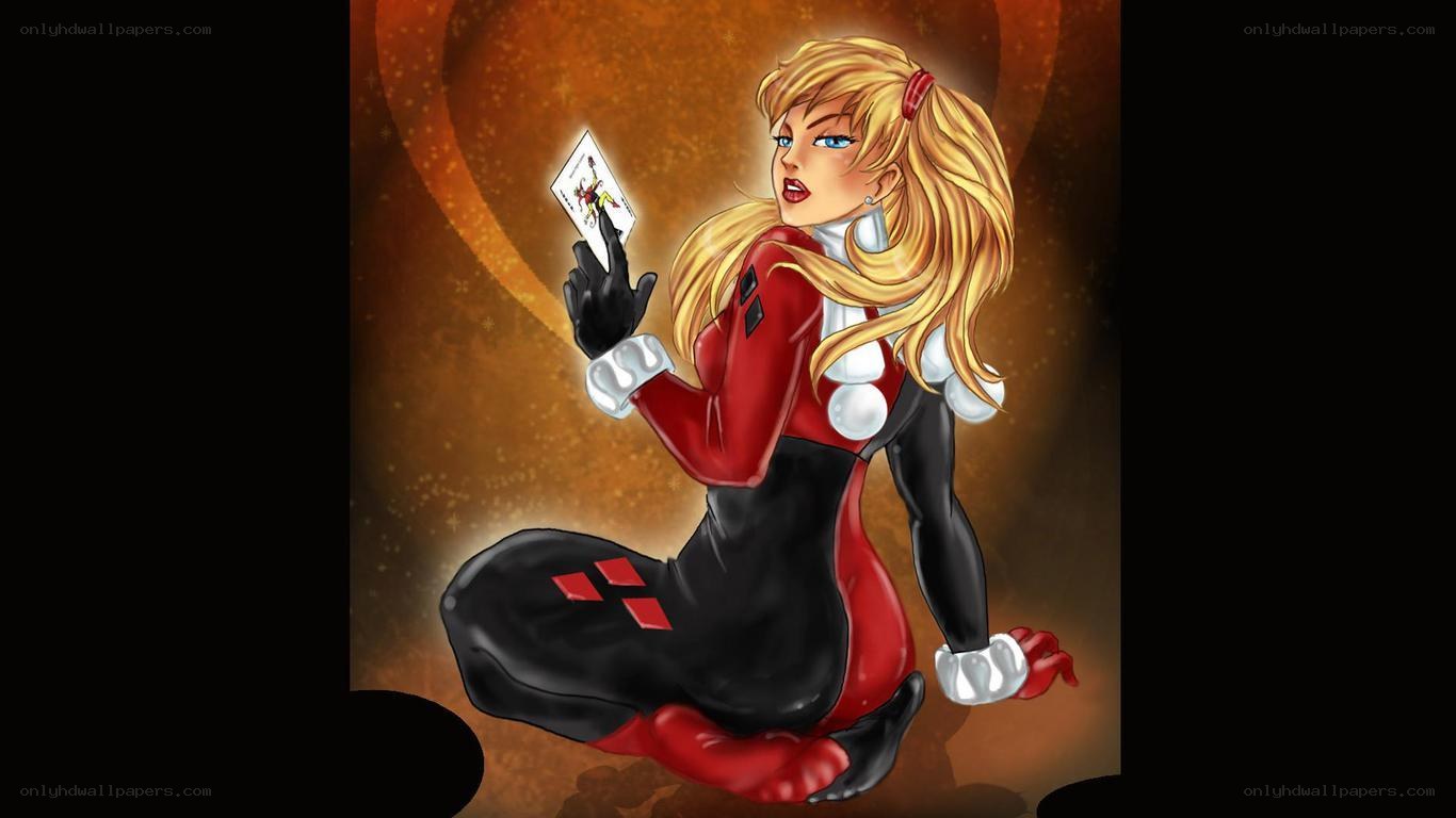 Harley Quinn holding a card