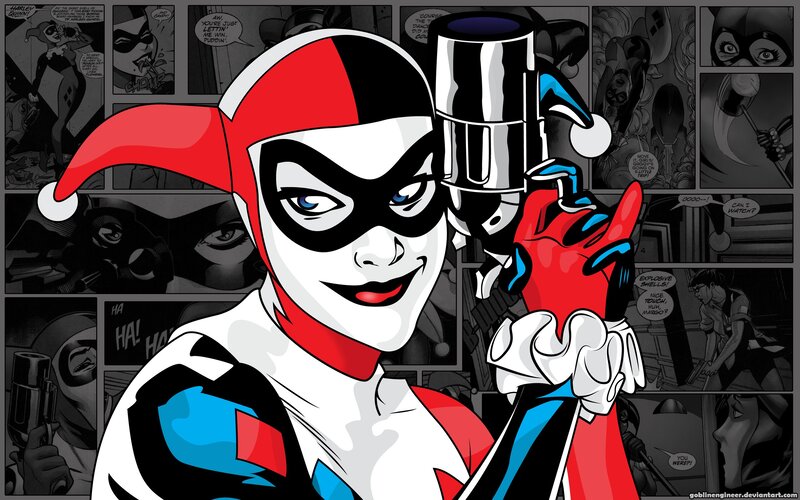 Harley Quinn Holding a Gun — Red
