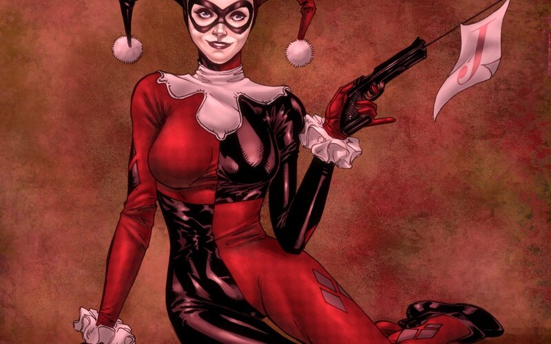 Harley Quinn Holding Gun — Red