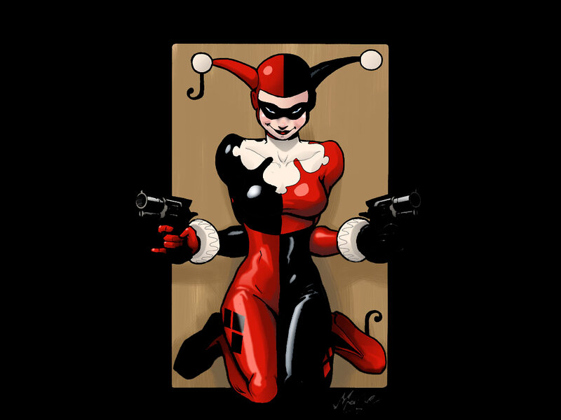 Harley Quinn holding guns