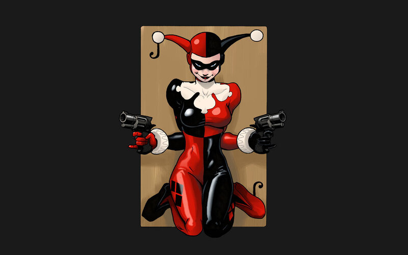 Harley Quinn holding guns