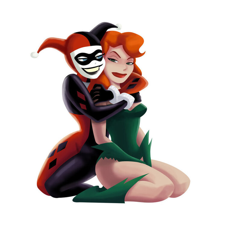 Harley Quinn hugging a woman