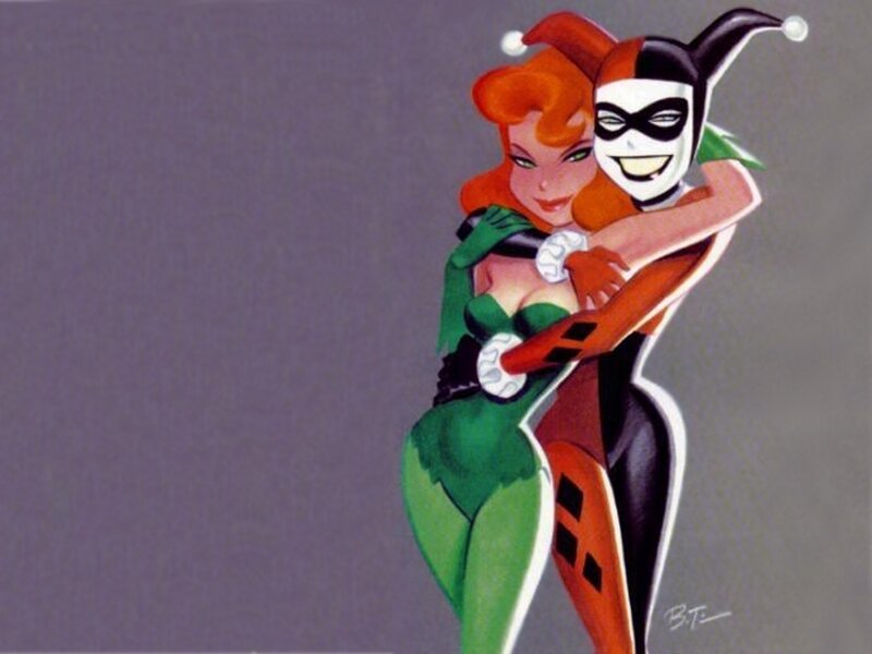 Harley Quinn hugging a woman