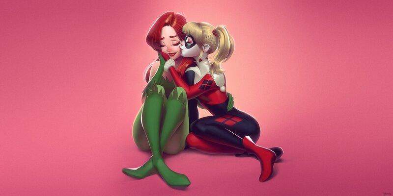 Harley Quinn Hugging Poison Ivy