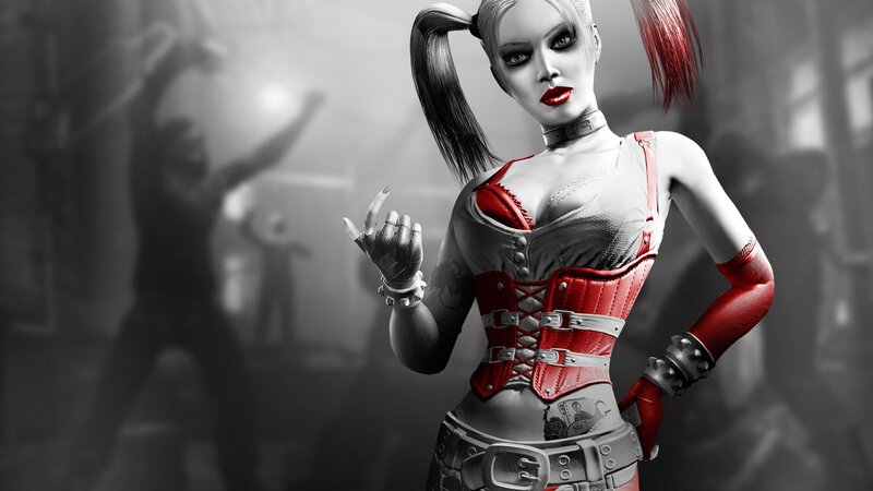 Harley Quinn in red and black
